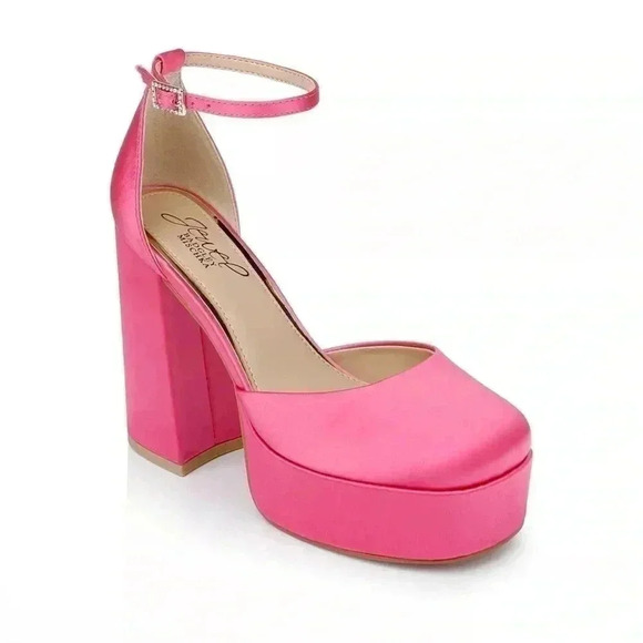 NIB JEWEL BY BADGLEY MISCHKA GIADA PINK PLATFORM EVENING PUMPS SIZE 9 - Picture 1 of 10
